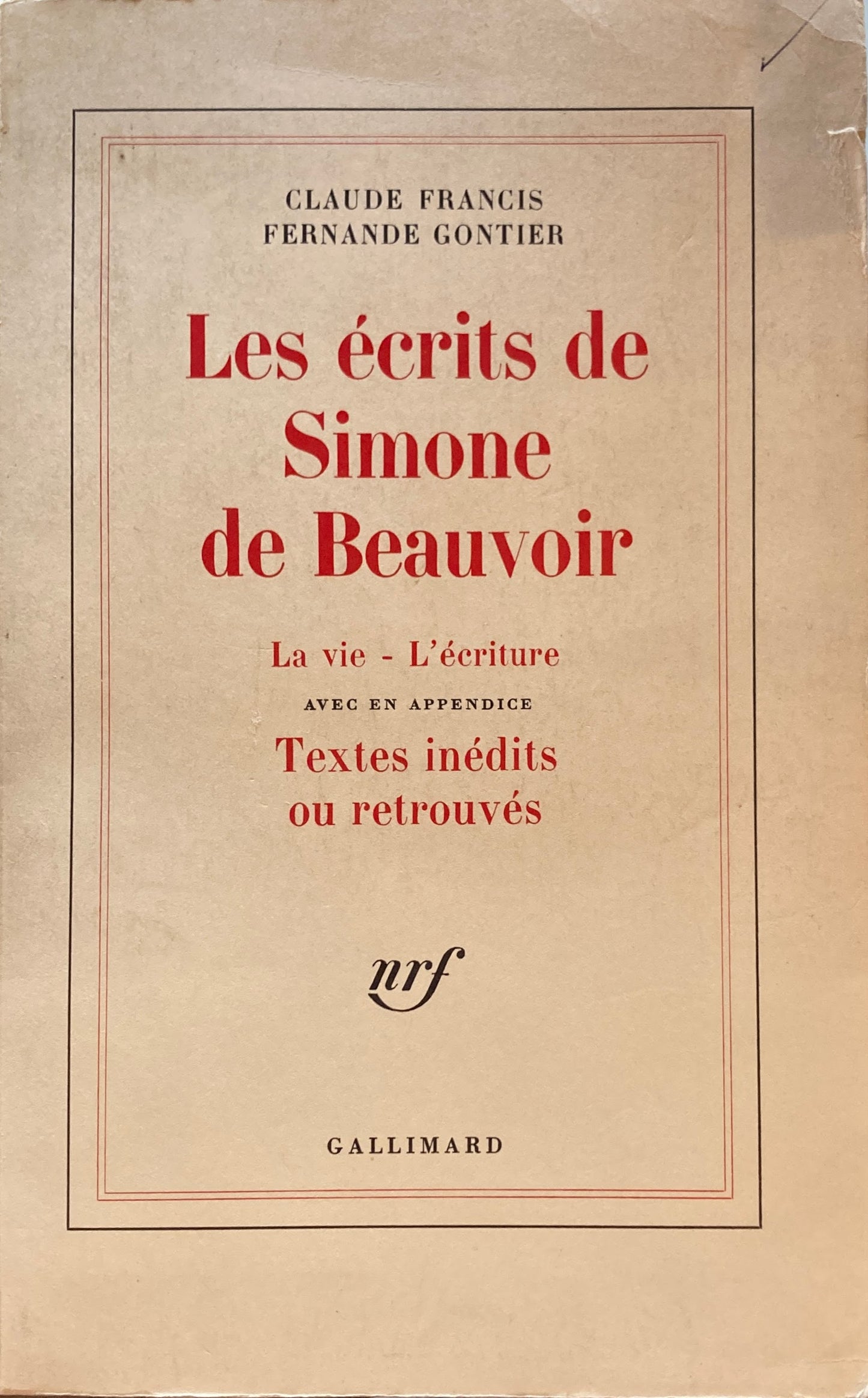 Les écrits de Simone de Beauvoir シモーヌ・ド・ボーヴォワール