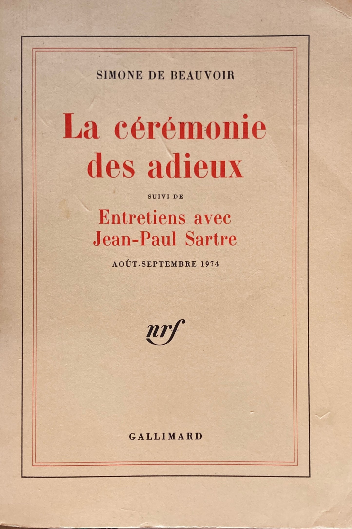 La ceremonie des adieux Simone de Beauvoir シモーヌ・ド・ボーヴォワール