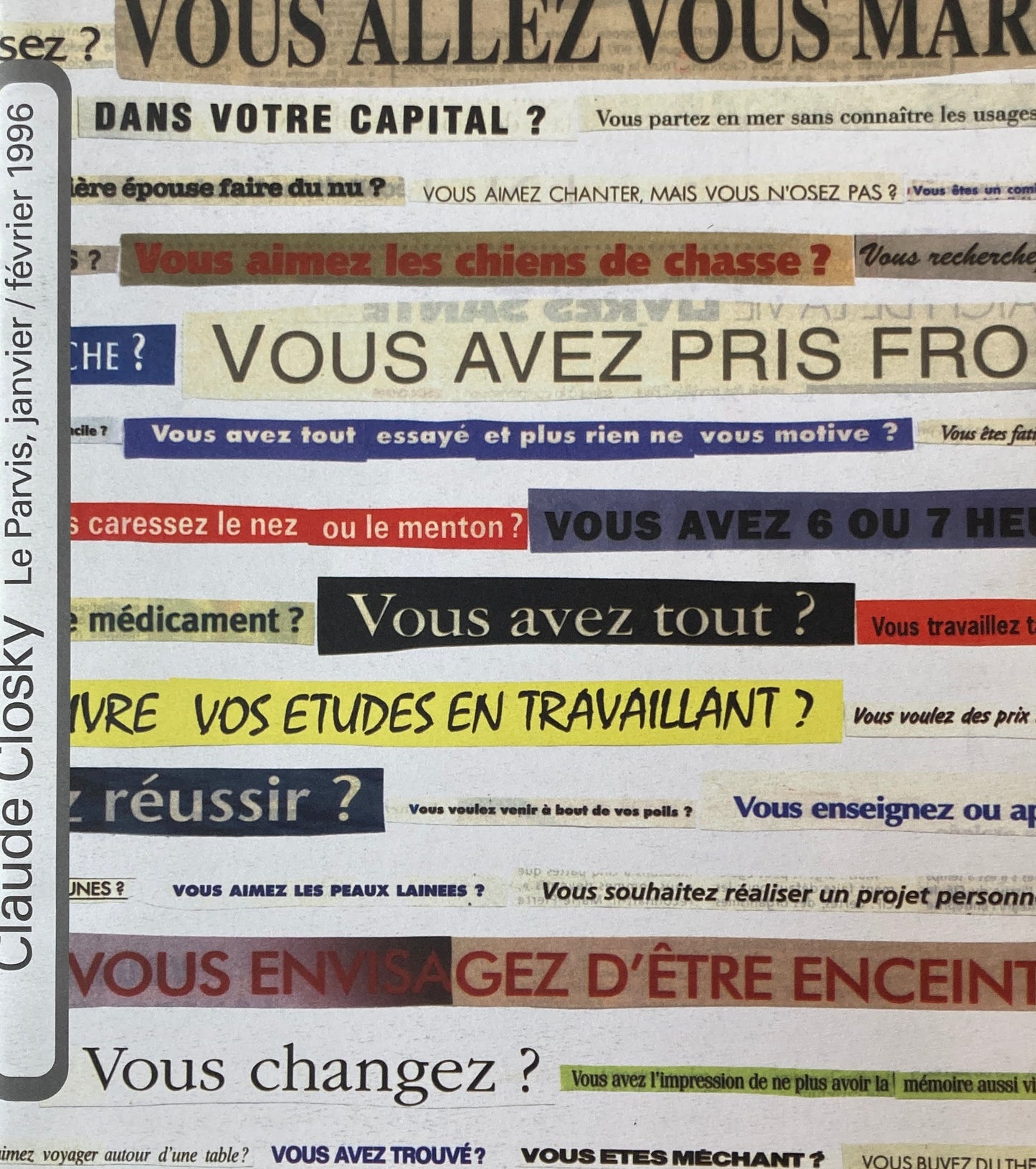 claude closky  le parvis, janvier / février 1996