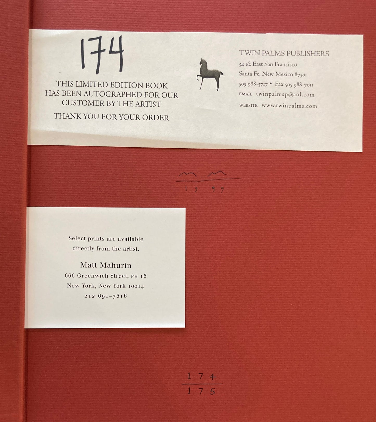 Matt Mahurin  limited edition  twin palms publishers