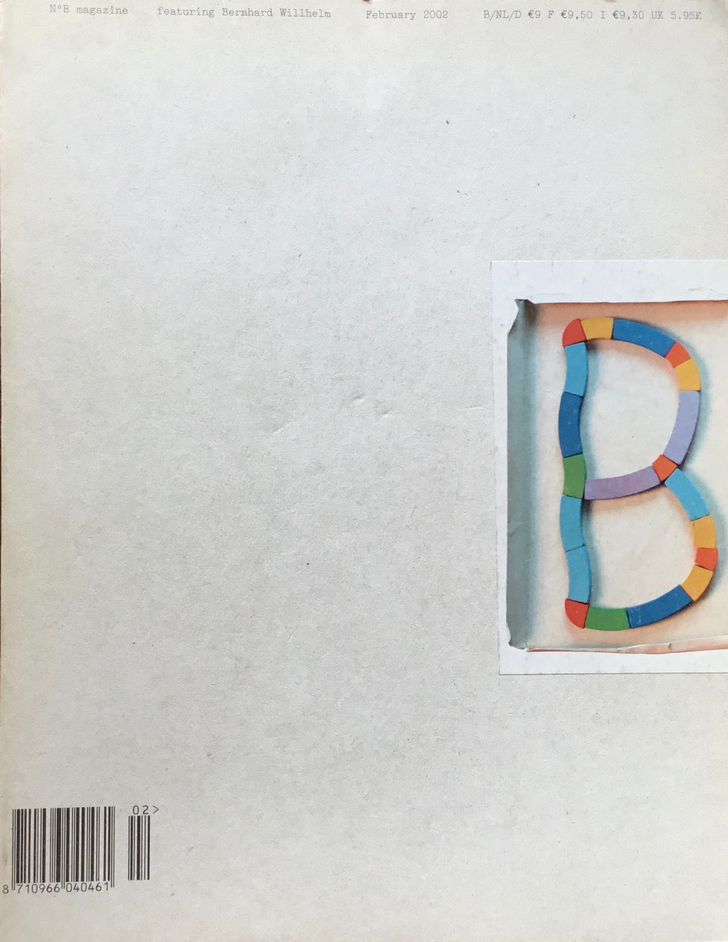 No B magazine featurng Bernhard Willhelm february 2002
