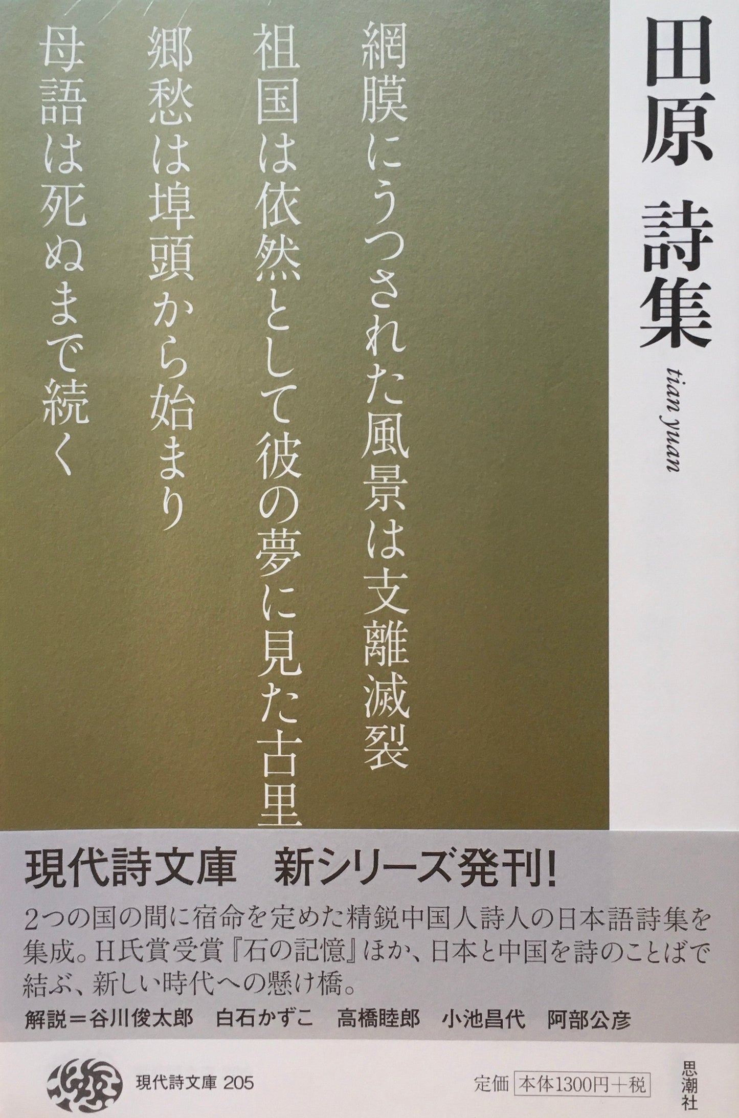 田原詩集 ティエン・ユアン 現代詩文庫205