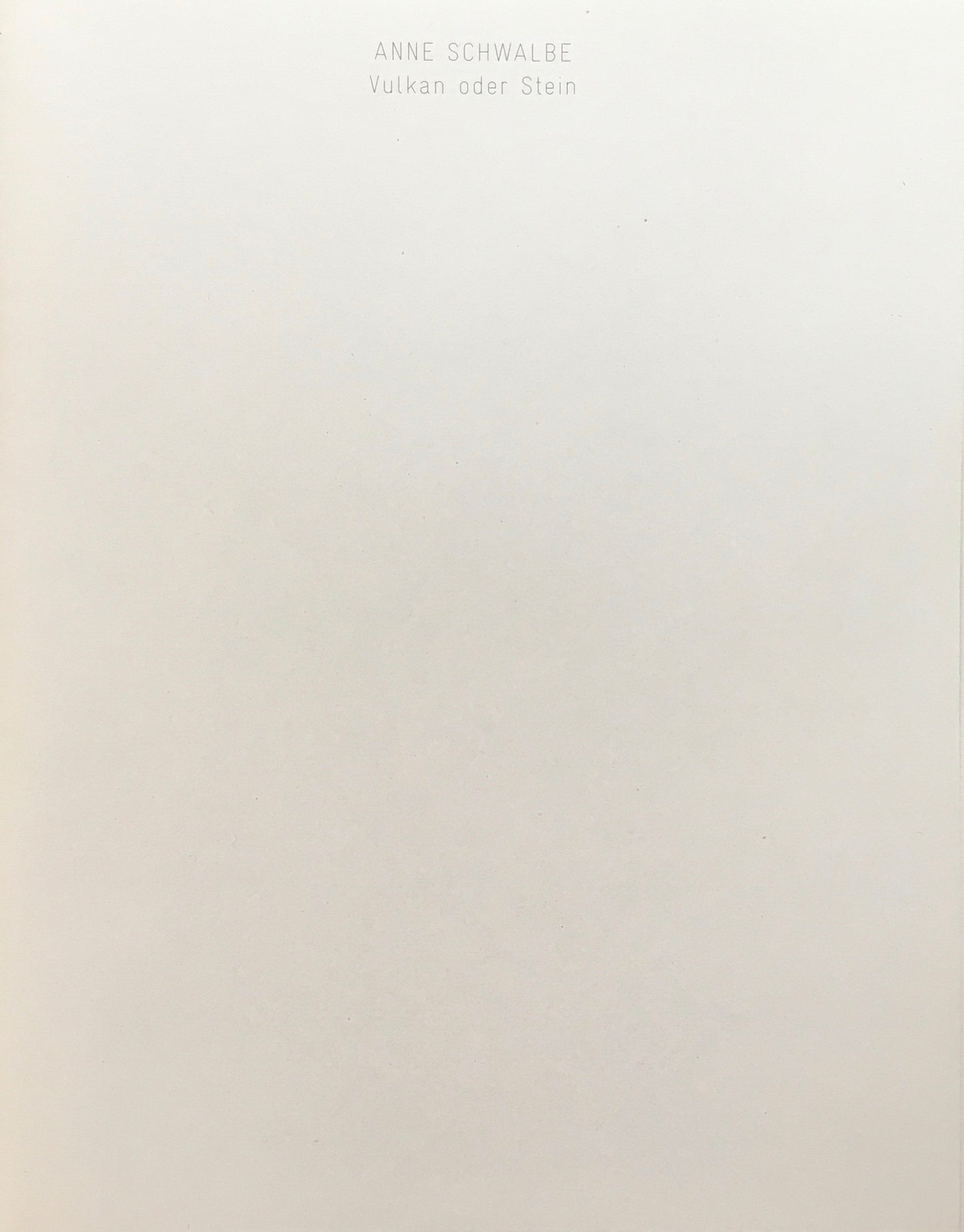 ANNE SCHWALBE Vulkan oder Stein 2012 限定1000部 署名入