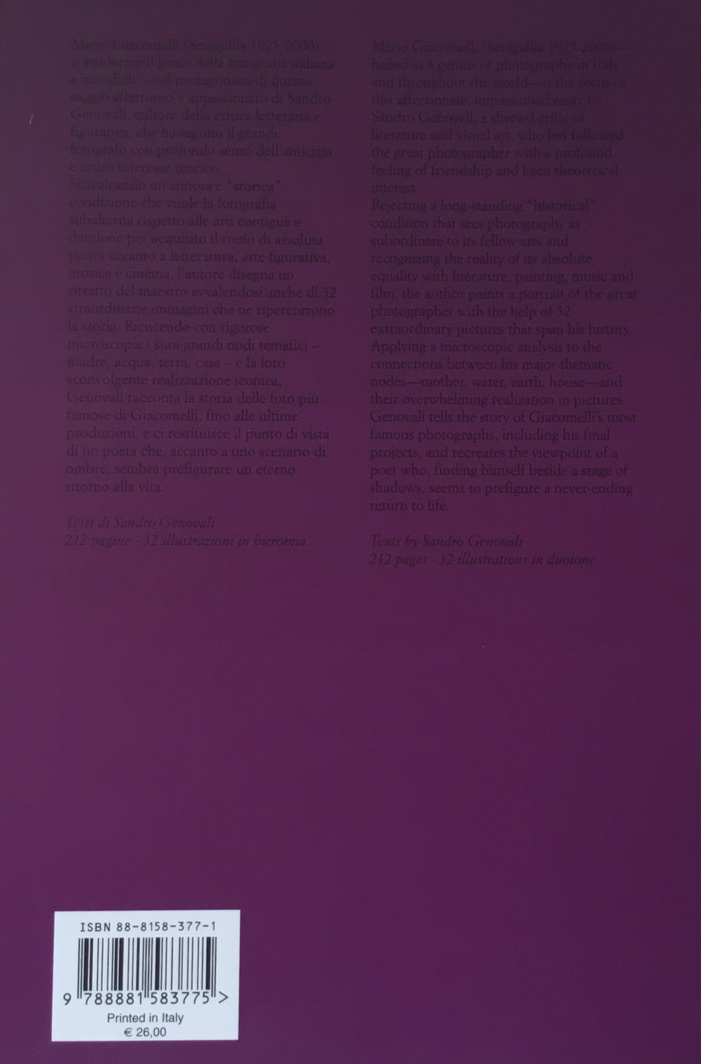 Mario Giacomelli L'Evocazione Dell'Ombra/Evoking Shadow Sandro Genovali マリオ・ジャコメッリ