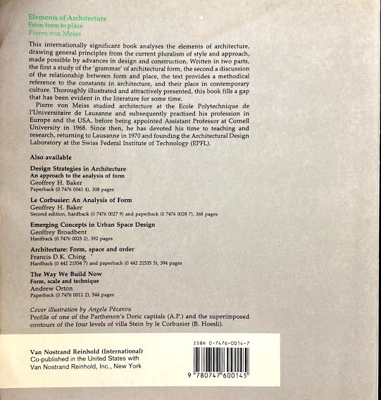 ELEMENTS OF ARCHITECTURE From form to place Pierre von Meiss