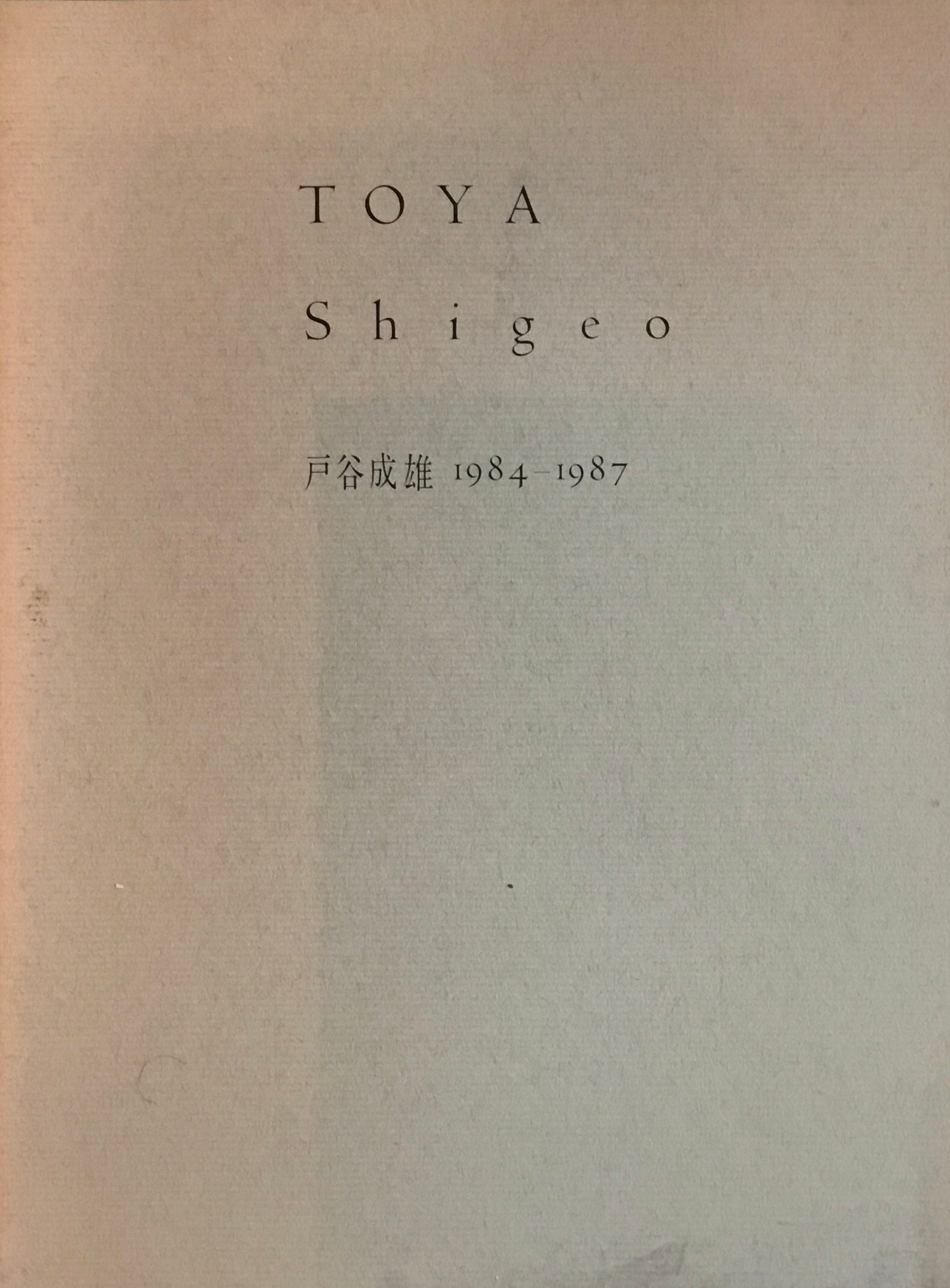戸谷成雄 1984-1987 佐谷画廊