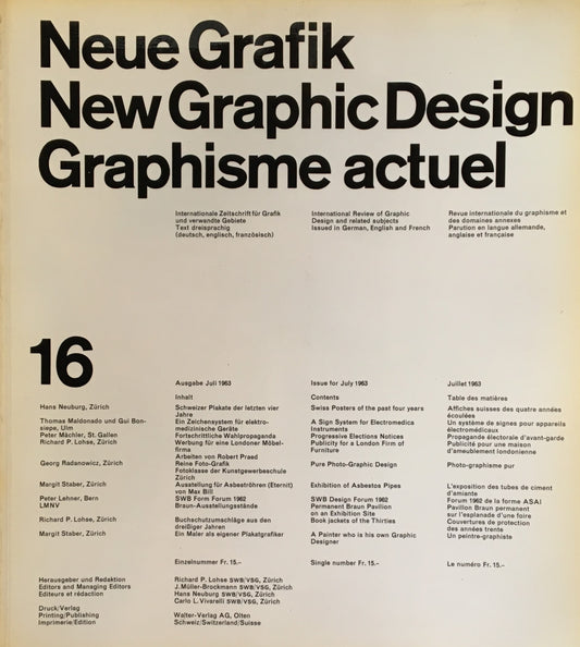 Neue Grafik/New Graphic Design/Graphisme actuel  no.16