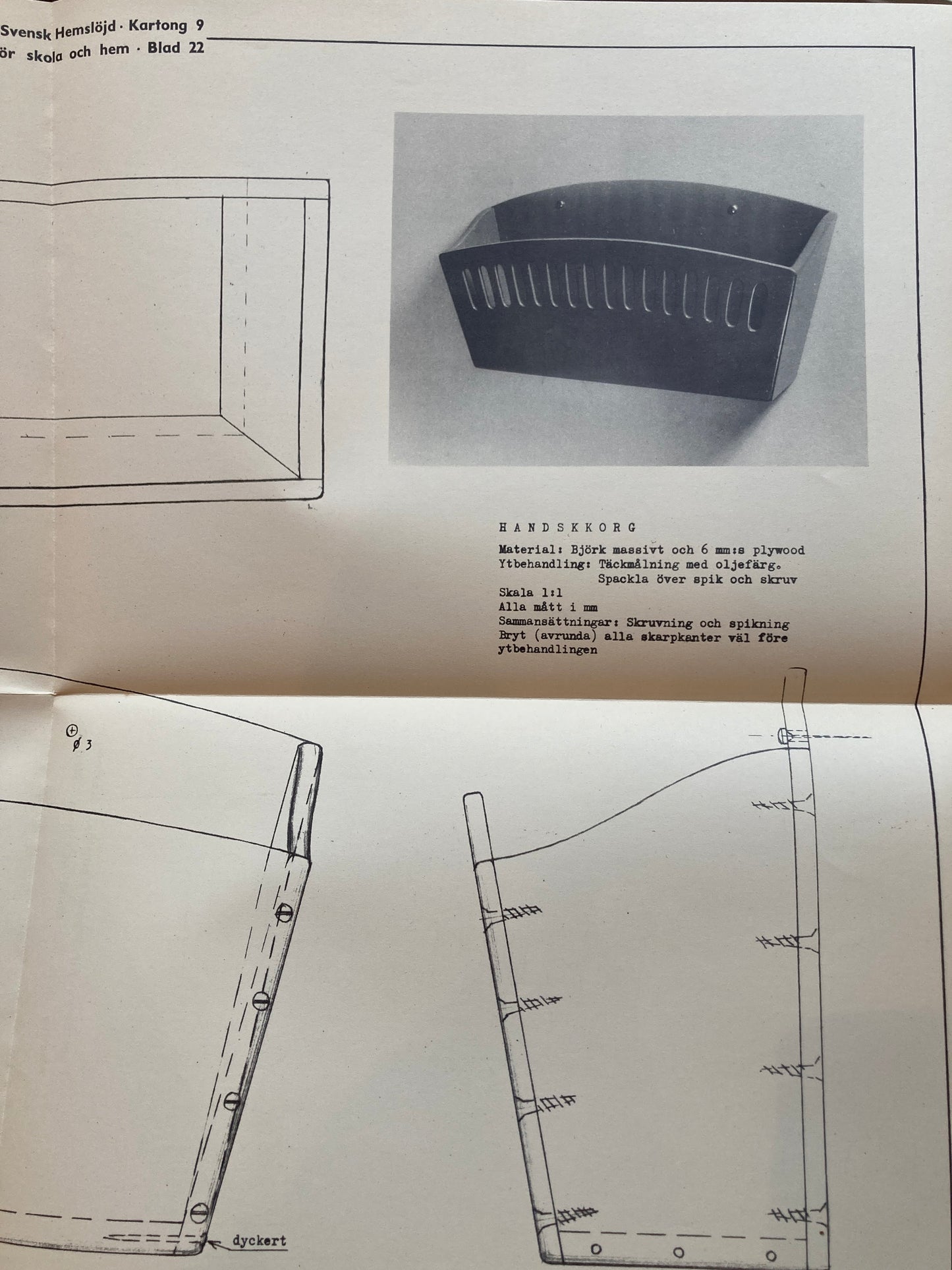 Monsterblad Utgivna av Foreningen for svensk hemslojd Manlig slojd for skola och hem KARTONG9 <日曜大工> スウェーデン手工芸協会