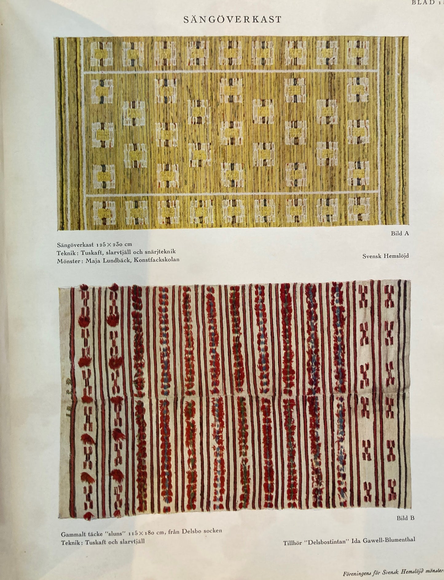 Monsterblad Utgivna av Foreningen for svensk hemslojd Trasmattor och Sangoverkast KARTONG6 <ラグとベッドリネン> スウェーデン手工芸協会