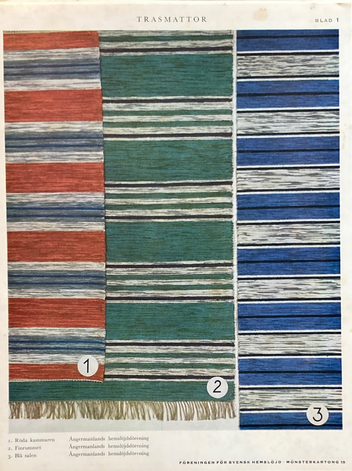 Monsterblad Utgivna av Foreningen for svensk hemslojd Trasmattor KARTONG15 <ラグ> スウェーデン手工芸協会