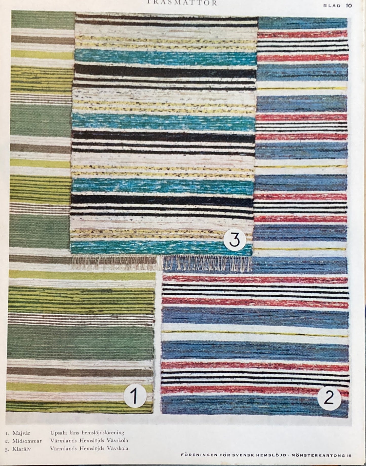Monsterblad Utgivna av Foreningen for svensk hemslojd Trasmattor KARTONG15 <ラグ> スウェーデン手工芸協会