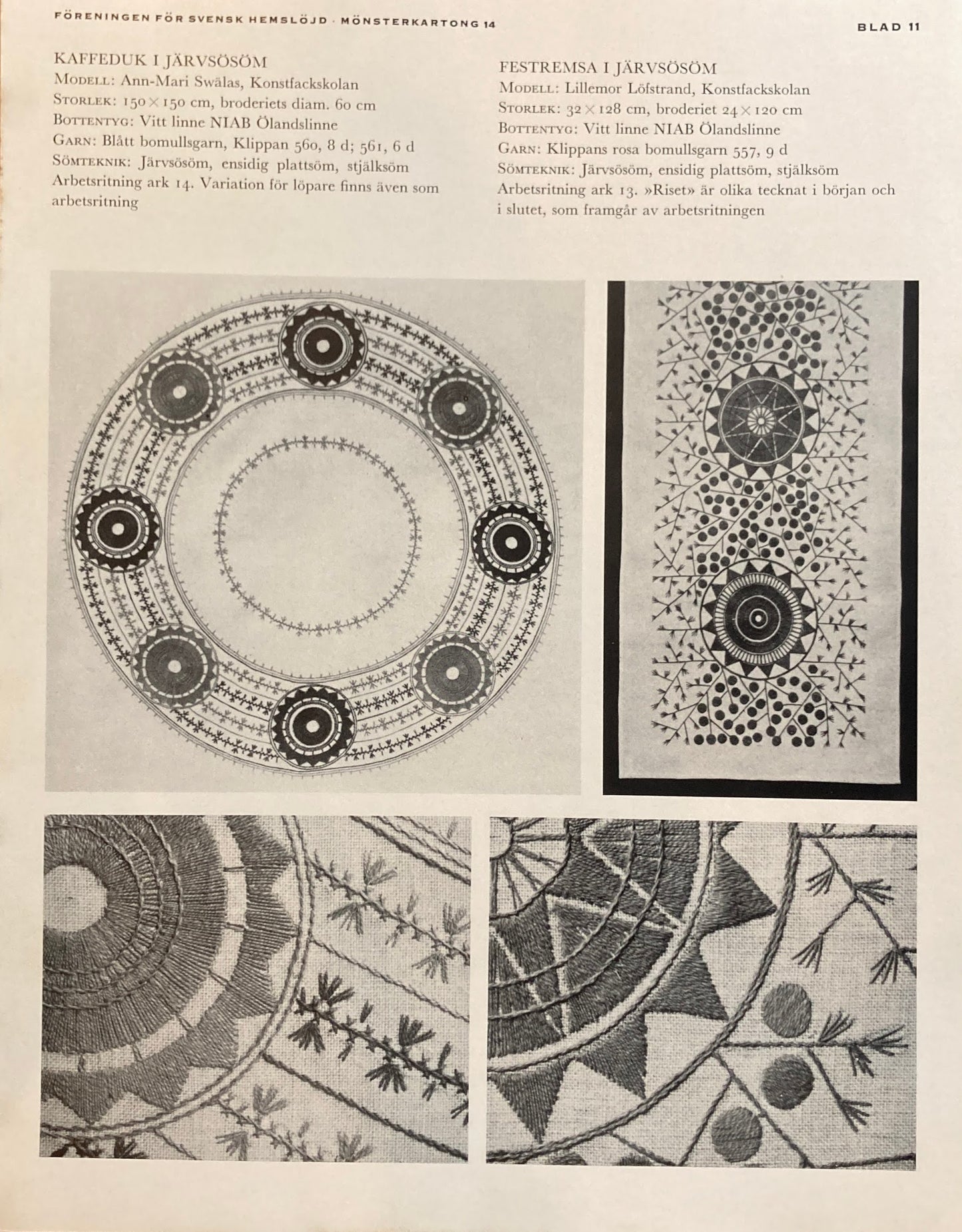 Monsterblad Utgivna av Foreningen for svensk hemslojd Broderier  i  fria  somsatt KARTONG14 <フリースタイル刺繍> スウェーデン手工芸協会