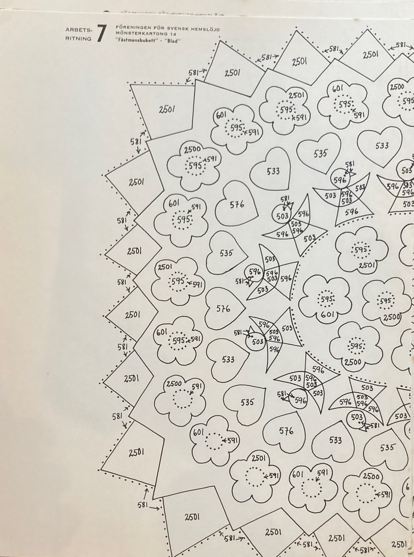 Monsterblad Utgivna av Foreningen for svensk hemslojd Broderier  i  fria  somsatt KARTONG14 <フリースタイル刺繍> スウェーデン手工芸協会