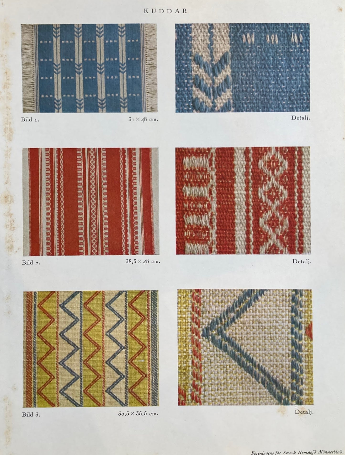 Monsterblad Utgivna av Foreningen for svensk hemslojd Prydnadsvavar  Kuddar  Lopare  Dukar KARTONG4 <クッション・ランナー・テーブルクロス> スウェーデン手工芸協会 蔵書印