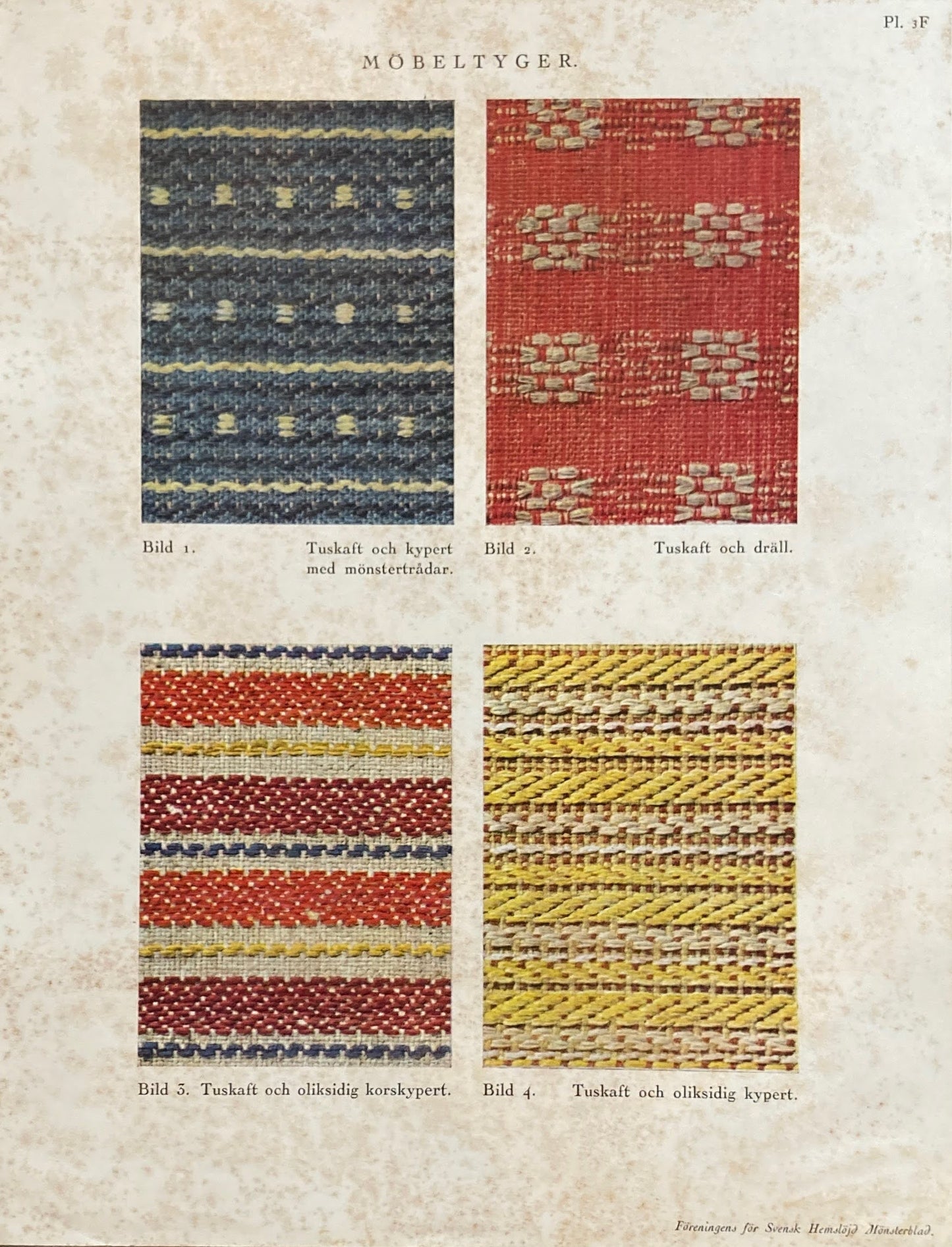 Monsterblad Utgivna av Foreningen for svensk hemslojd Mobeltyger  overdragstyger gardiner  och sangoverkast KARTONG3 <家具生地> スウェーデン手工芸協会
