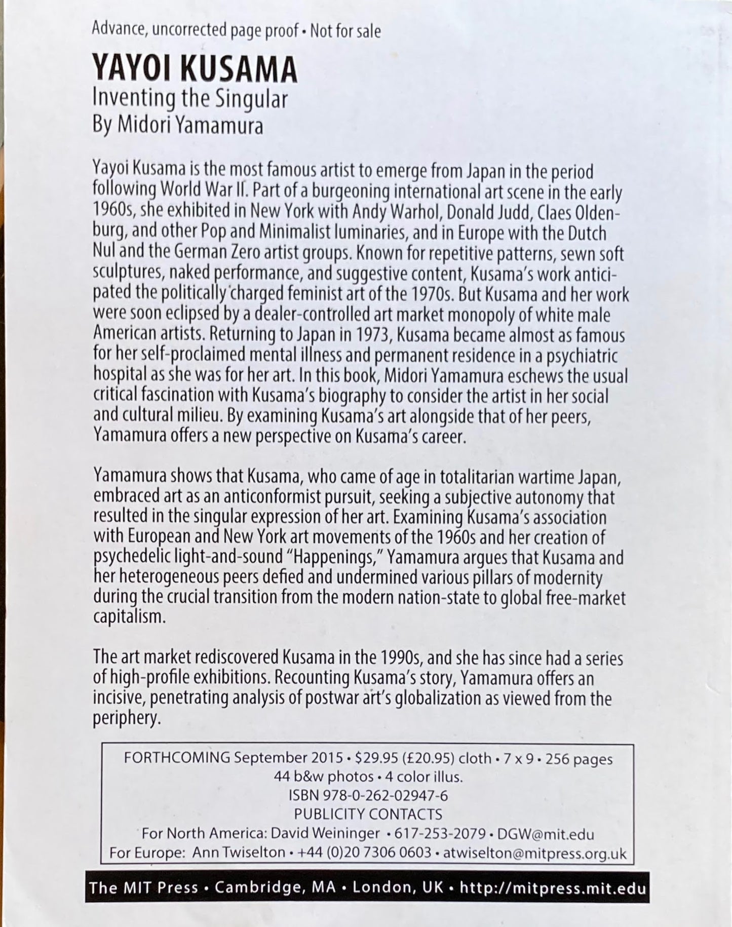 YAYOI KUSAMA Inventing The Singular Midori Yamamura