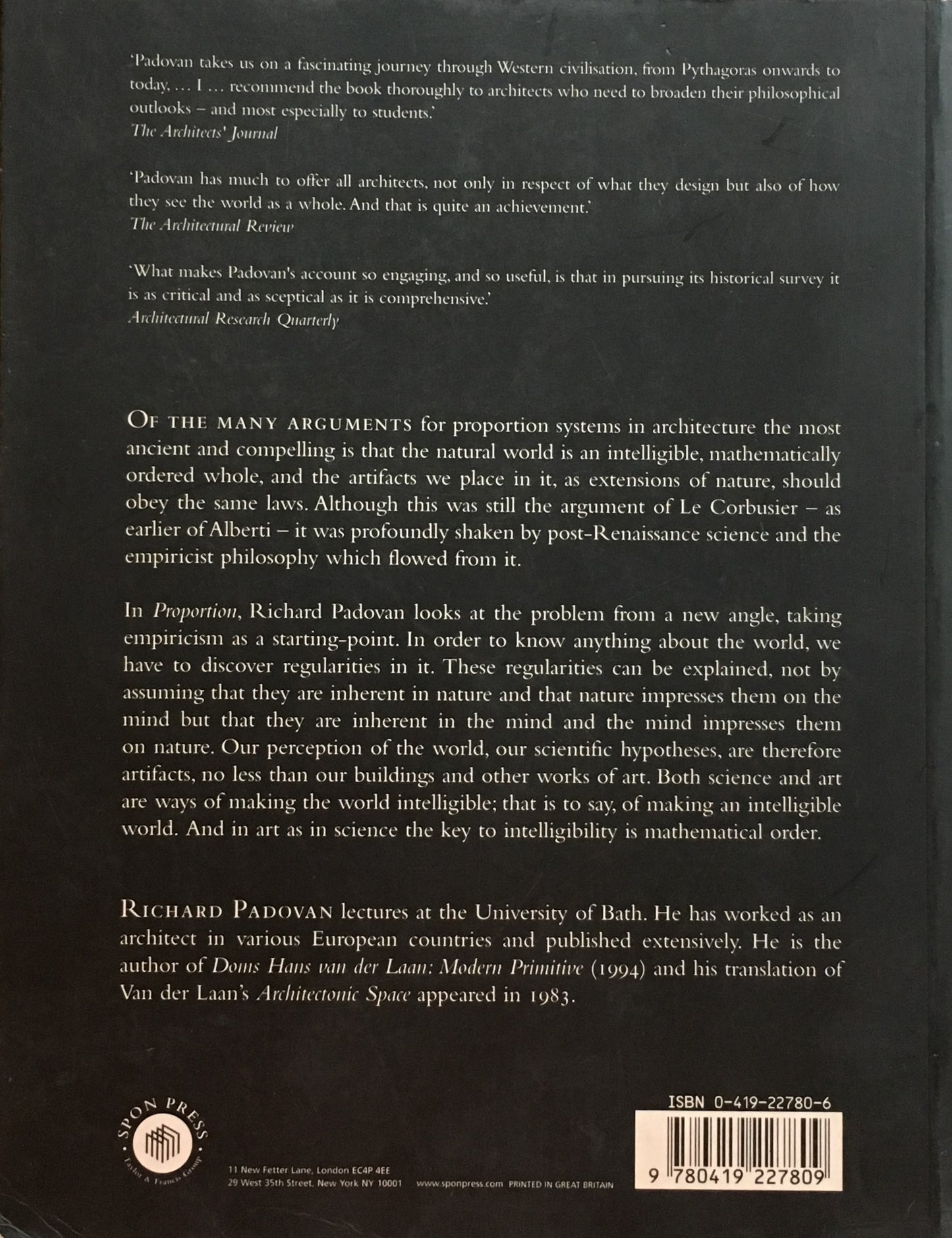 Proportion Science Philosophy Architectuer Richard Padovan