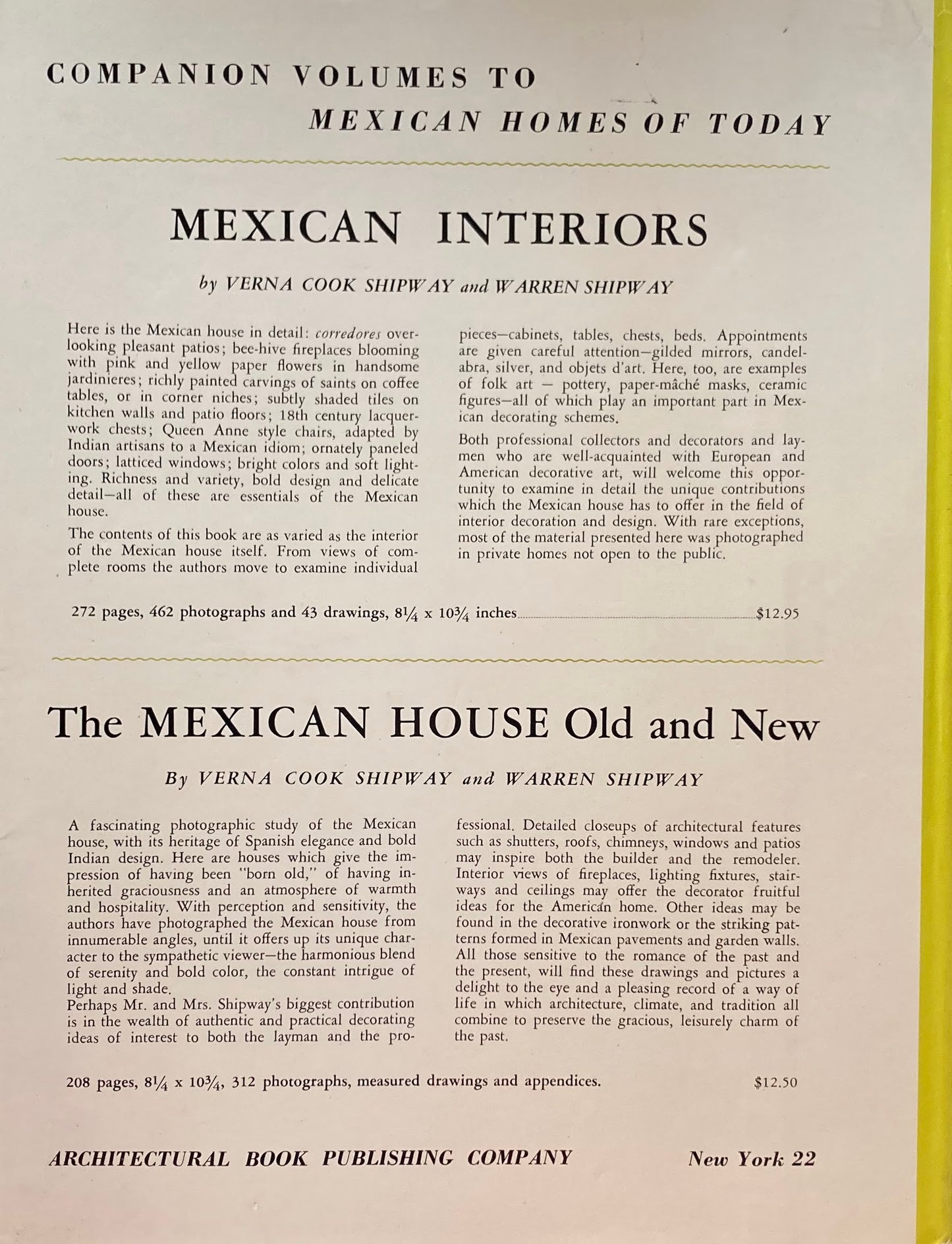 Mexican Homes of Today By Verna Cook Shipway and Warren Shipway