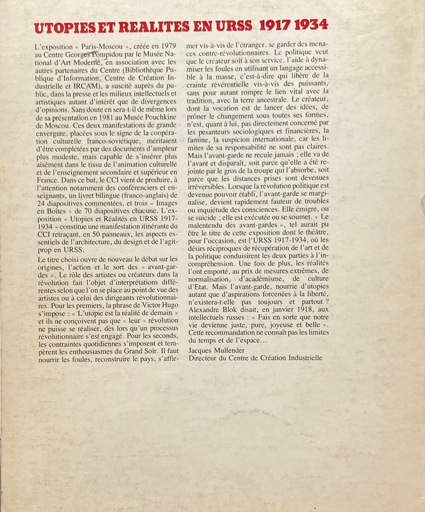Utopies et réalités en URSS, 1917-1934 Agit-prop design architecture