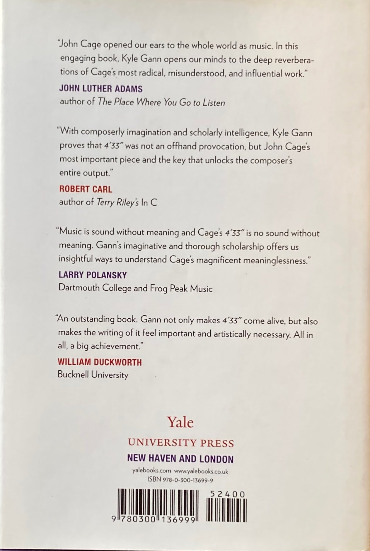 No Such Thing as Silence John Cage's 4'33" Kyle Gann ジョン・ケージ