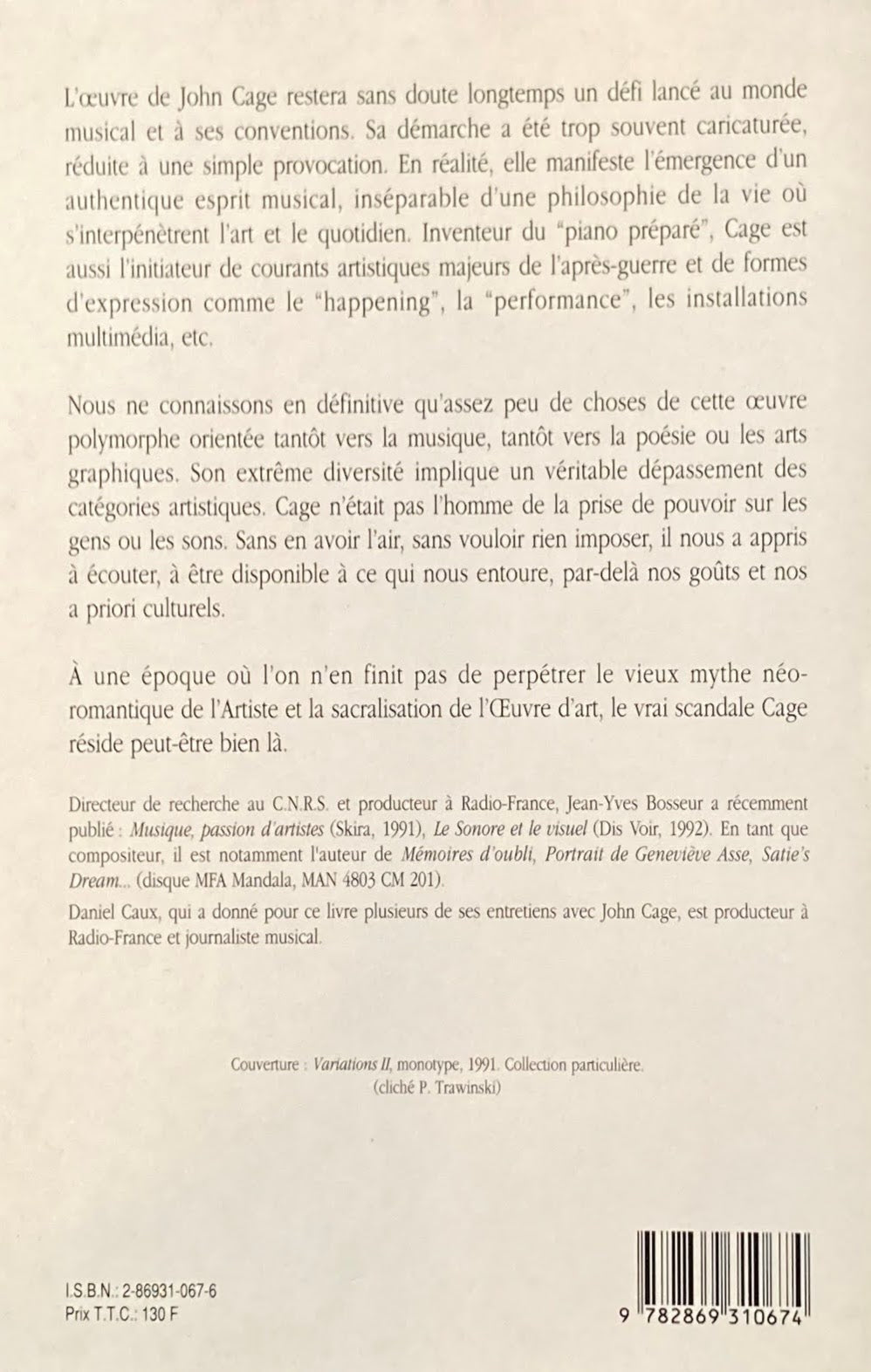 John Cage Jean-Yves Bosseur Musique ouverte ジョン・ケージ