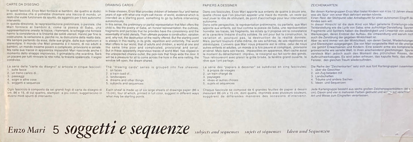 Carte da disegno 5 soggetti e sequenze Enzo Mari エンツォ・マリ