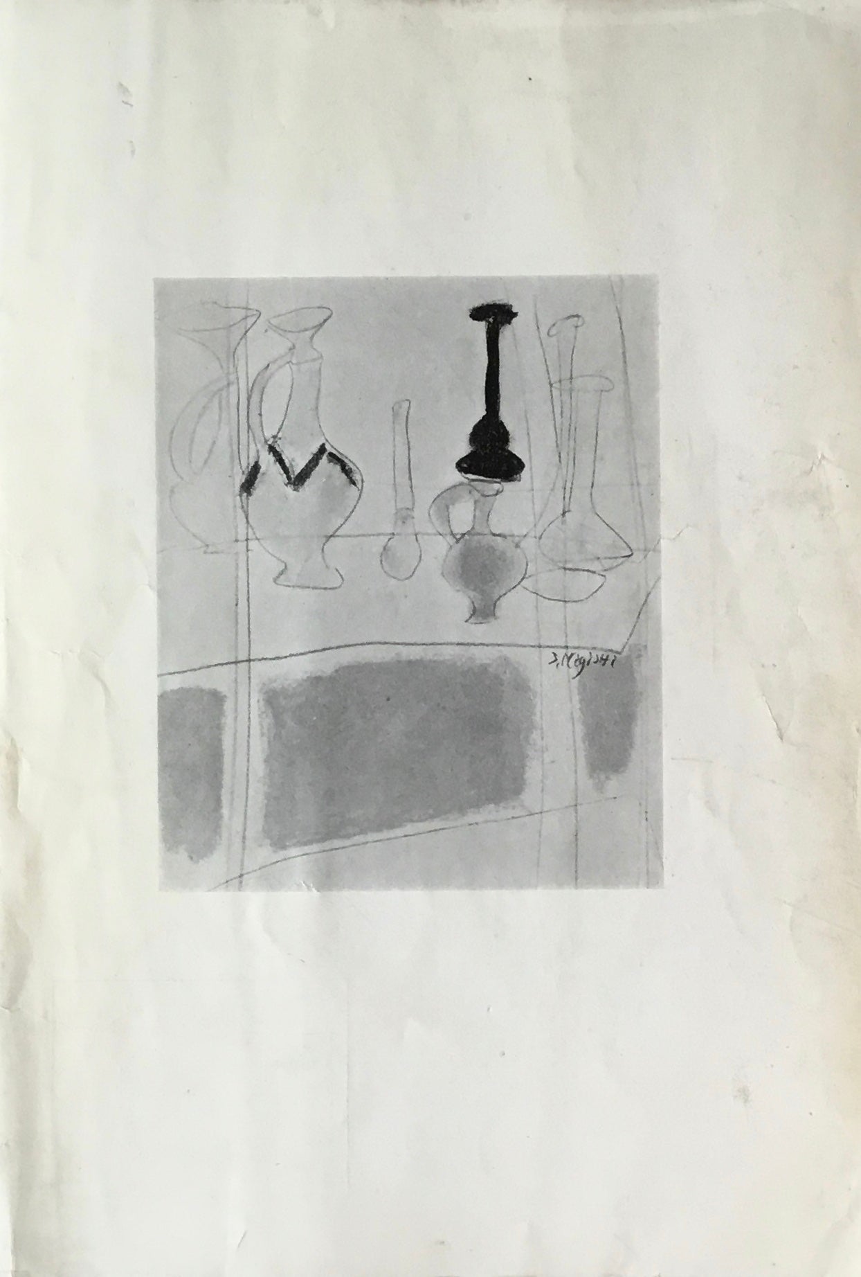 現代作家デッサン 三岸節子 木版画「花」付