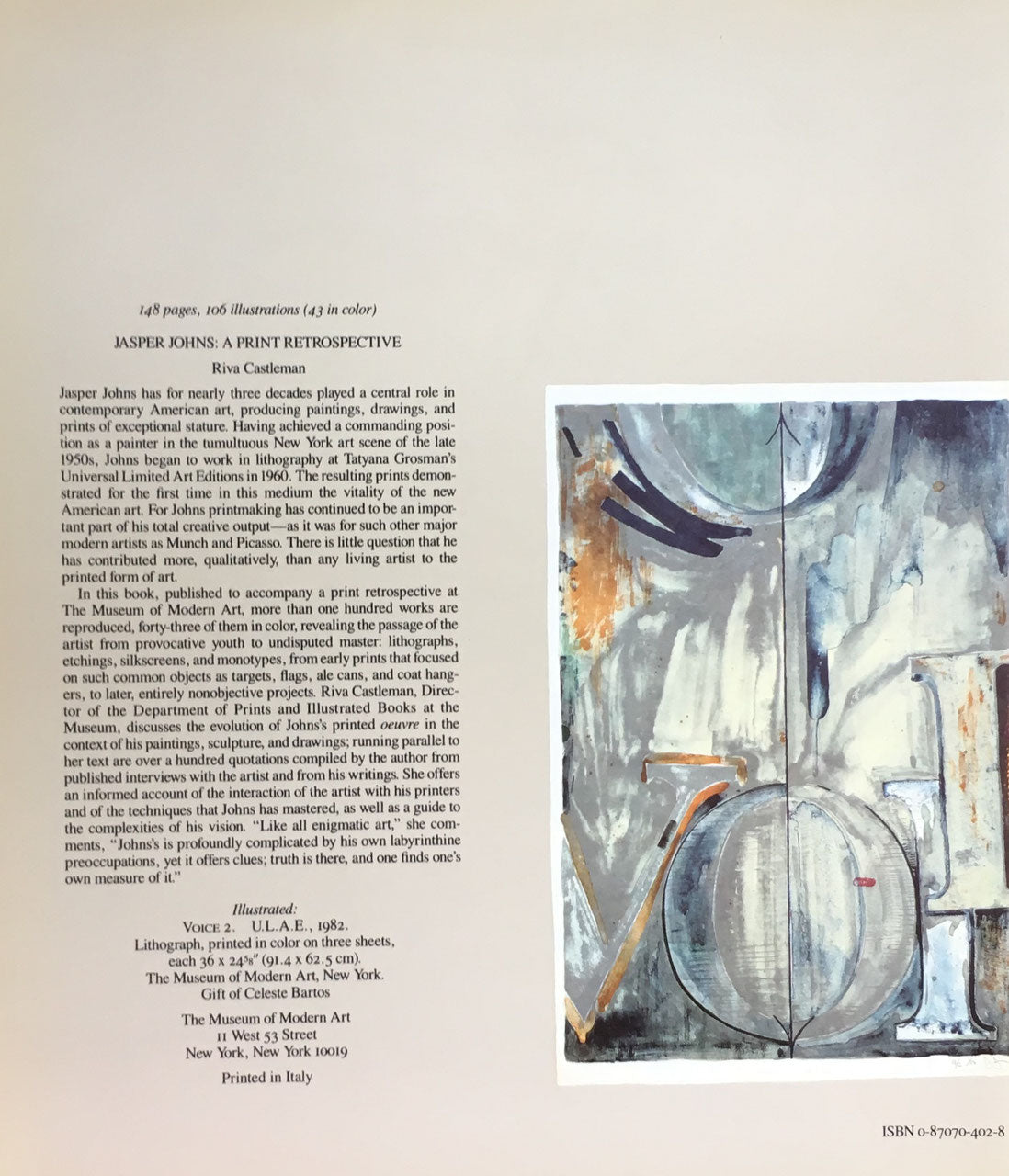 JASPER JOHNS A PRINT RETROSPECTIVE THE MUSEUM OF MODERN ART,NEW YORK ジャスパー・ジョーンズ プリント回顧展