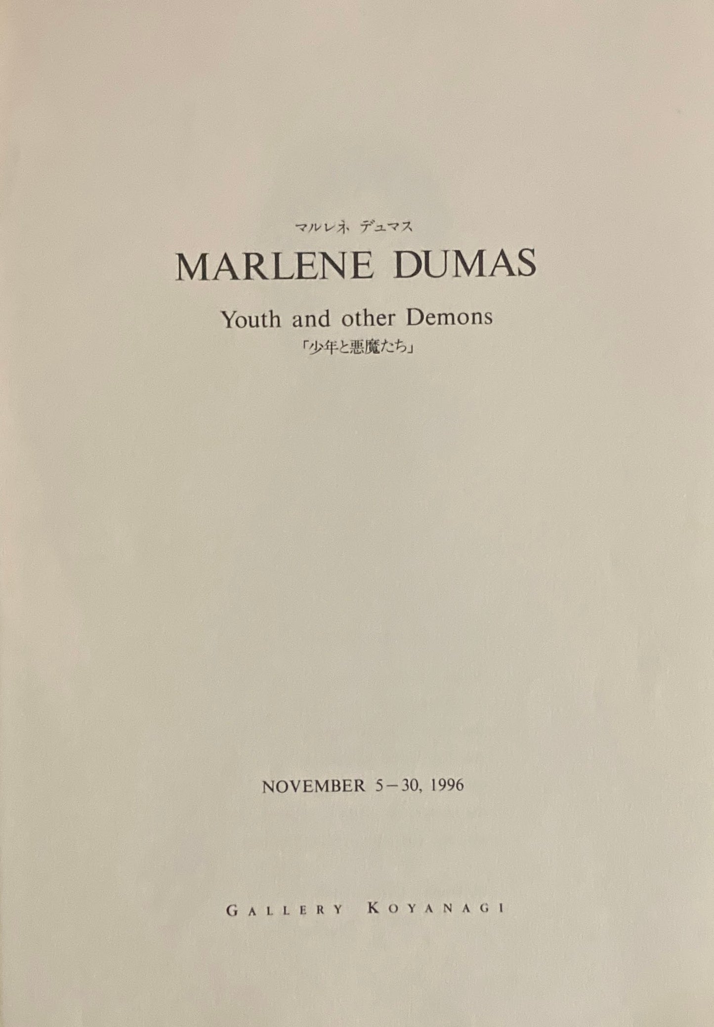 マレルネ・デュマス　「少年と悪魔たち」　Youth and other Demons　Marlene Dumas　