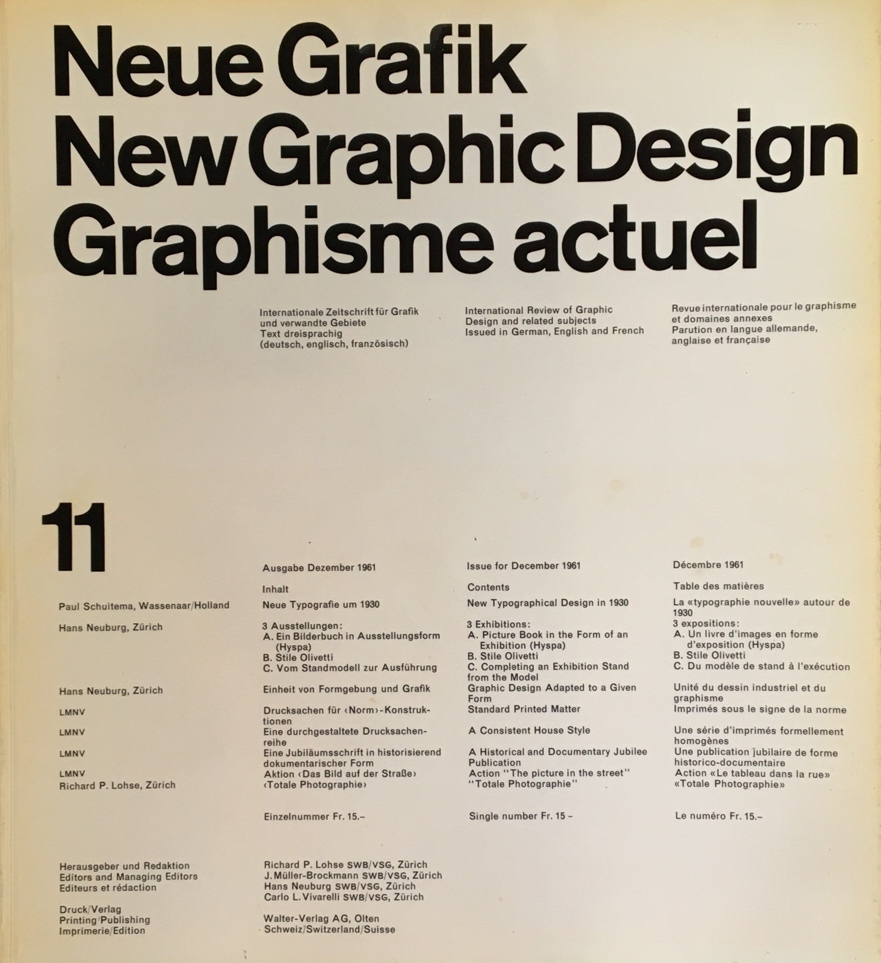 Neue Grafik/New Graphic Design/Graphisme actuel  no.11