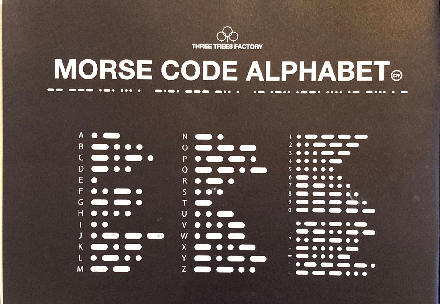 Morse Code Alphabet Three Trees Factory　モールスコードアルファベット