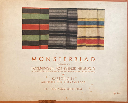 Monsterblad Utgivna av Foreningen for svensk hemslojd　Yllevavnader KARTONG11　＜ウール織＞ スウェーデン手工芸協会　