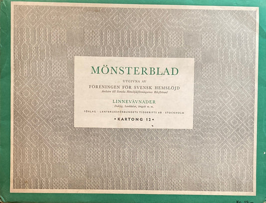 Monsterblad Utgivna av Foreningen for svensk hemslojd　Linnevavnader　KARTONG12　＜リネン生地＞ スウェーデン手工芸協会　