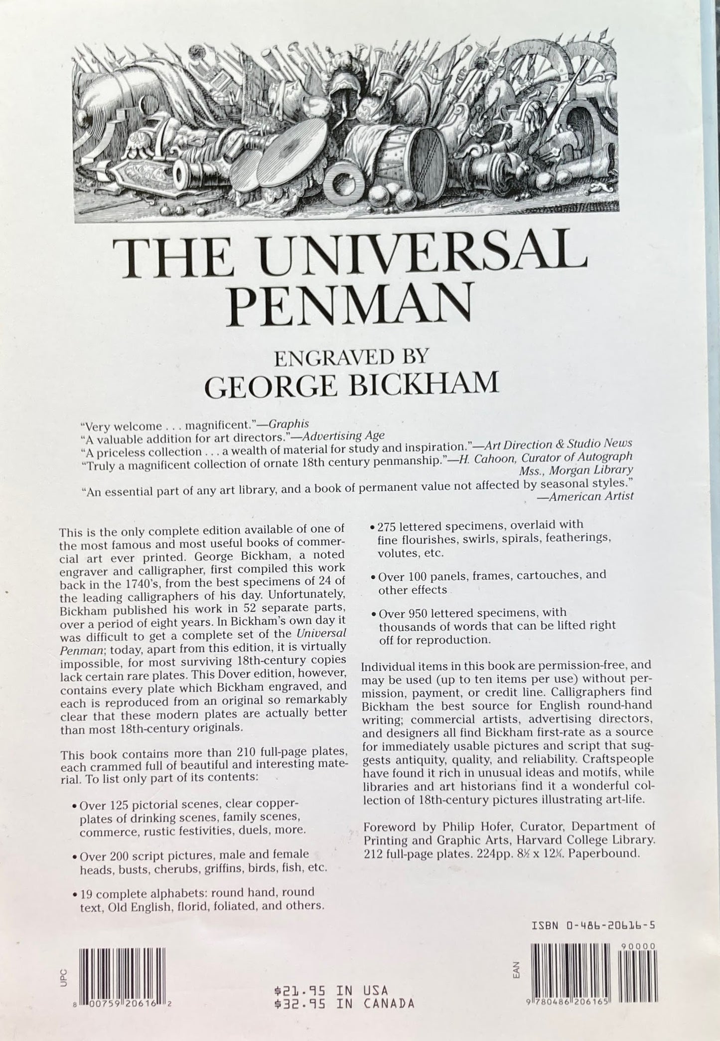 The Universal Penman engraved by George Bickham　Dover