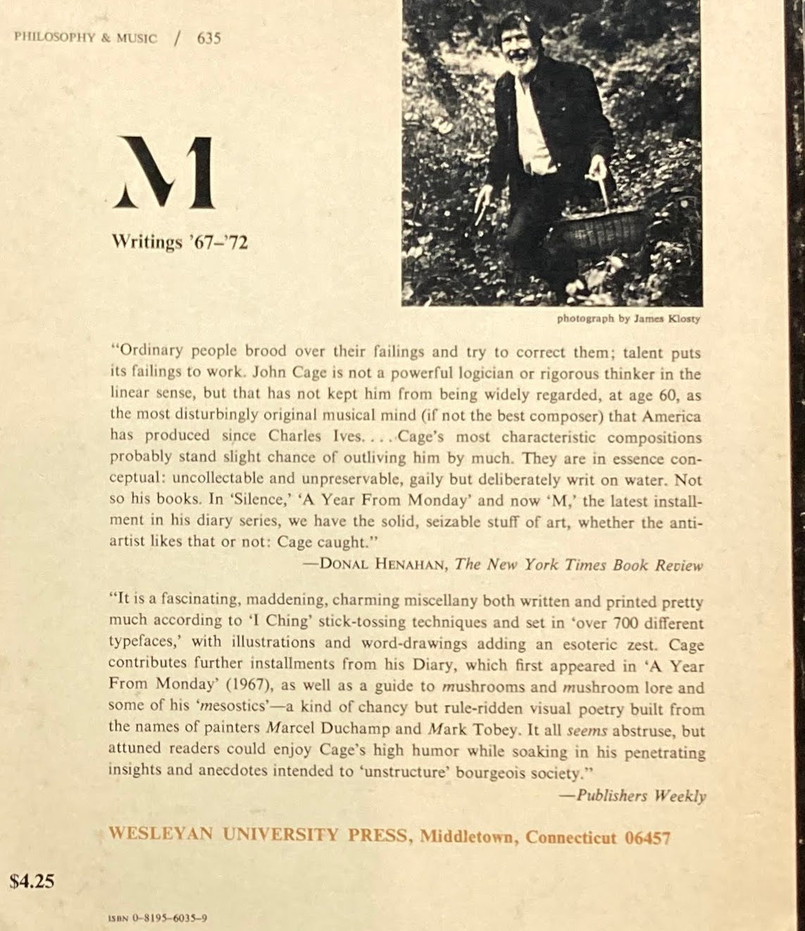 M　Writings '67-'72 　Jhon Cage　ジョン・ケージ