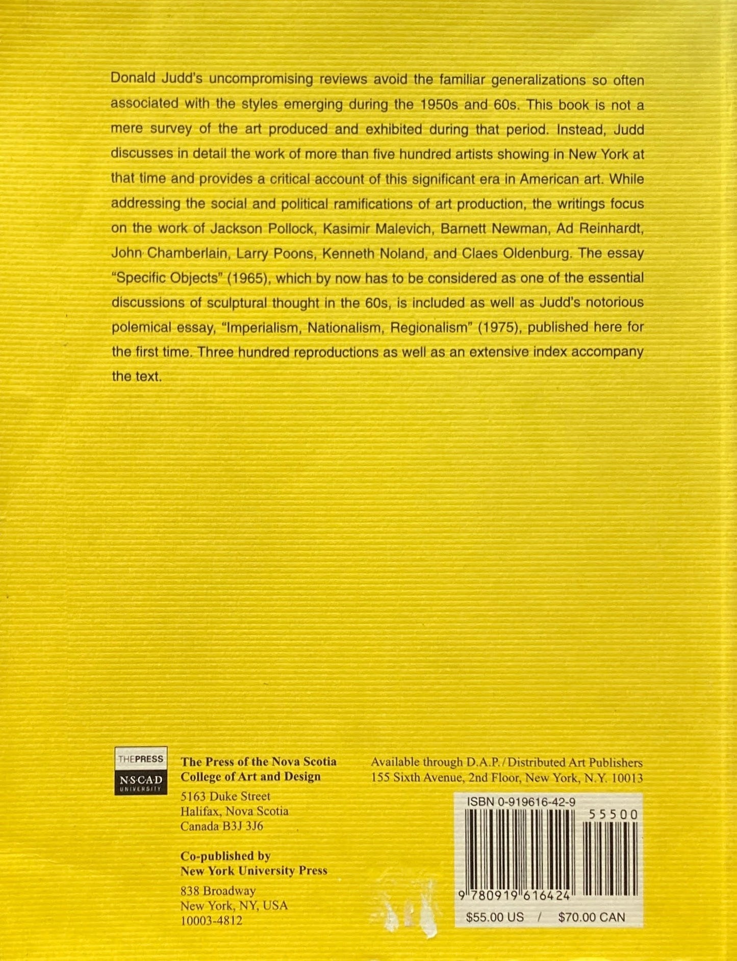 Donald Judd　Complete Writings 1959-1975　ドナルド・ジャッド